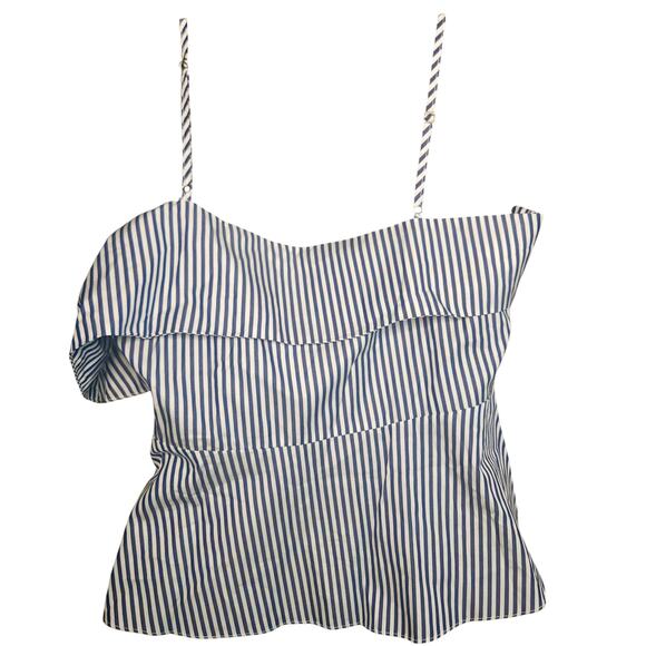 HARSHMAN Maia Striped Ruffle Blouse X-Small Asymmetrical Peplum‎ | NWT $216 - Picture 3 of 5